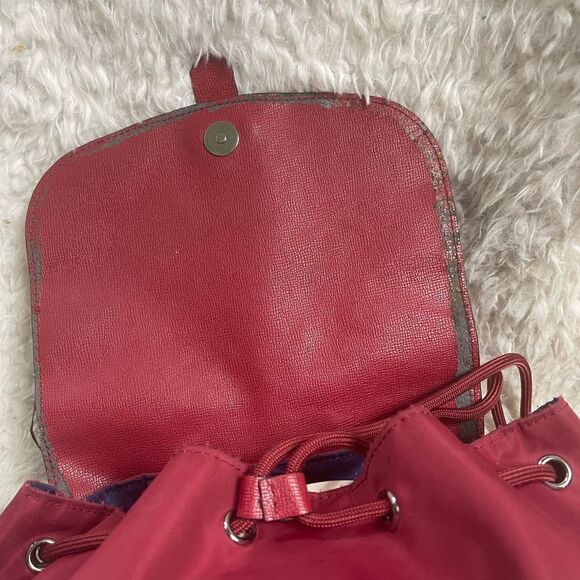 LIPAULT Red Wine NYLON Laptop large Backpack Bag faux leather flop top closure - Picture 11 of 16